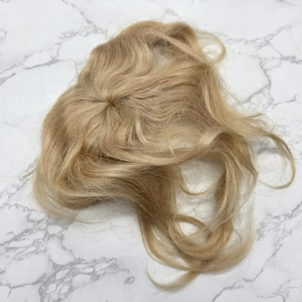 Vintage Long Blonde Human Hair Wig for Doll 8 - 9